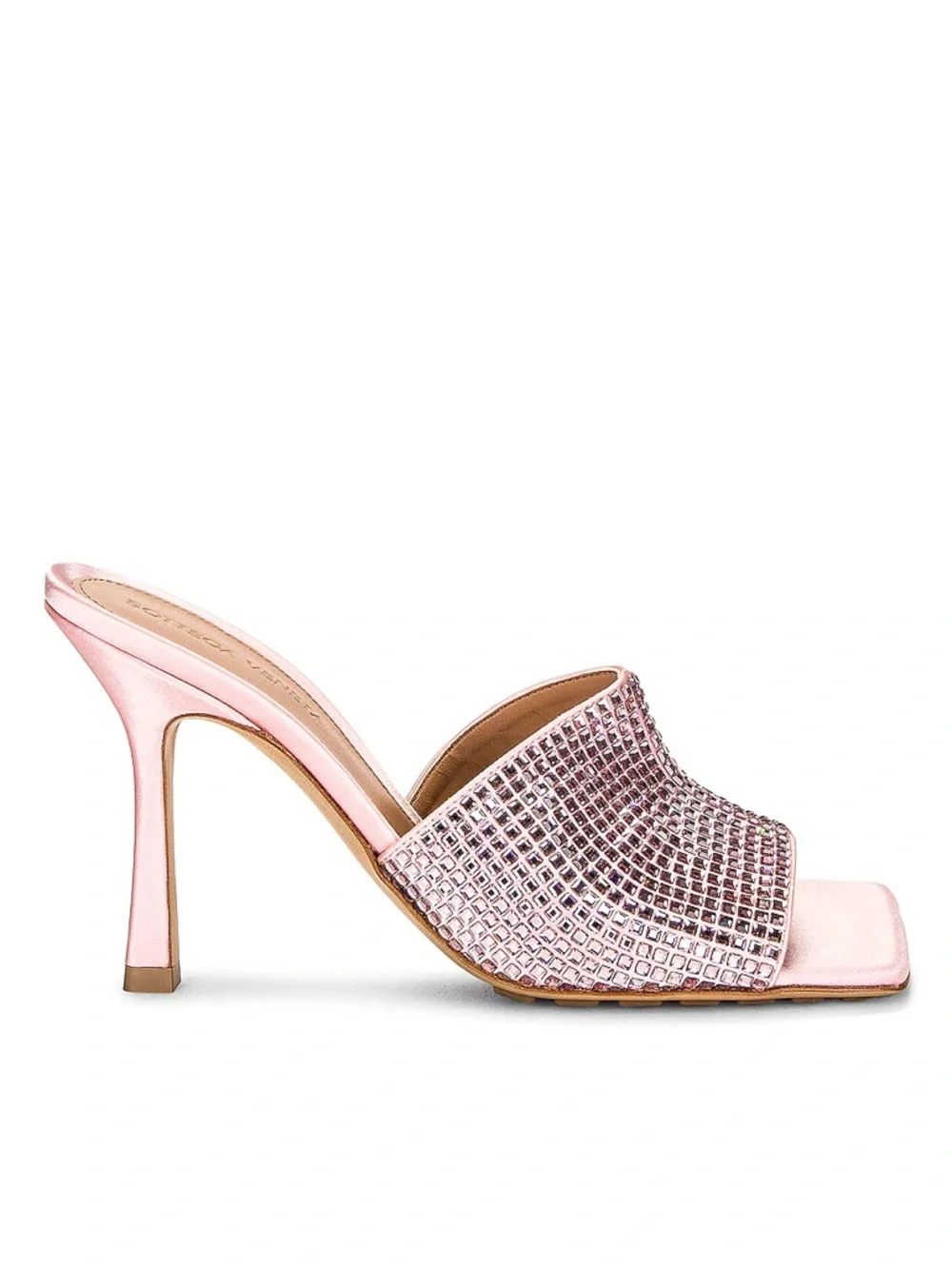 Bottega Veneta Camellia Stretch Sandal In Pink Satin Sparkle